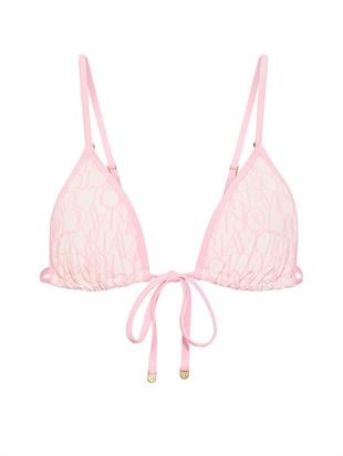 Logolu Önden Bağlamalı Üçgen Bikini Üstü