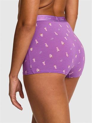 Logolu Pamuklu Yüksek Bel Boyshort Külot