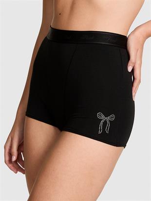 Logolu Pamuklu Yüksek Bel Boyshort Külot