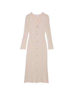 Lüks Krem Örgü Hırka Elbise