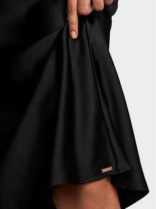 Lüks Saten Crop Bandeau Üst ve Etek Takımı