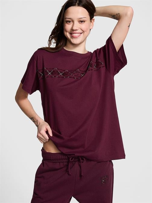 Oversize Kısa Kollu Kampüs Tişört