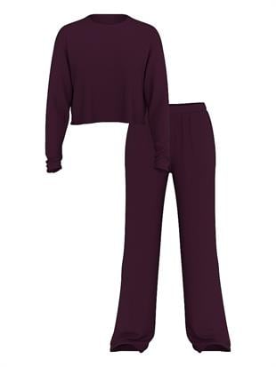 Modal Geniş Ribanalı Uzun Pijama Takımı