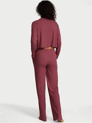 Modal Geniş Ribanalı Uzun Pijama Takımı