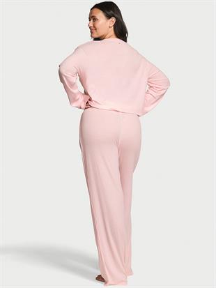 Modal Geniş Ribanalı Uzun Pijama Takımı