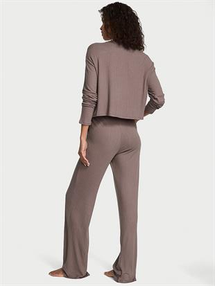 Modal Geniş Ribanalı Uzun Pijama Takımı