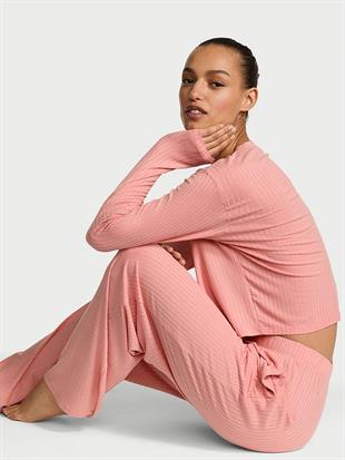 Modal Geniş Ribanalı Uzun Pijama Takımı