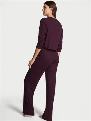 Modal Geniş Ribanalı Uzun Pijama Takımı