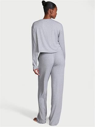 Modal Geniş Ribanalı Uzun Pijama Takımı