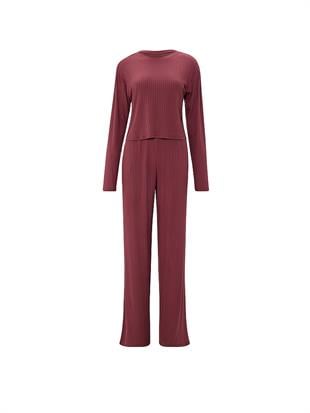 Modal Geniş Ribanalı Uzun Pijama Takımı