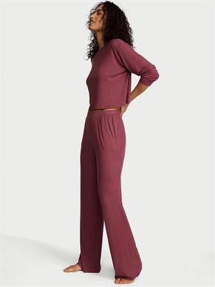 Modal Geniş Ribanalı Uzun Pijama Takımı