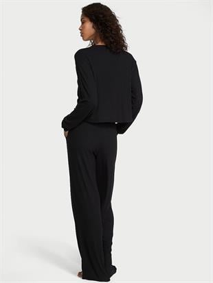 Modal Geniş Ribanalı Uzun Pijama Takımı