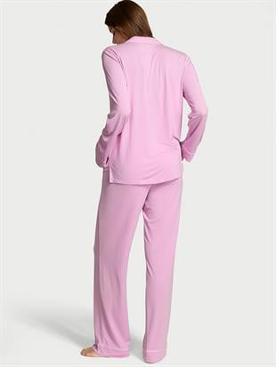Modal Yumuşak Fiyonklu Uzun Pijama Takımı