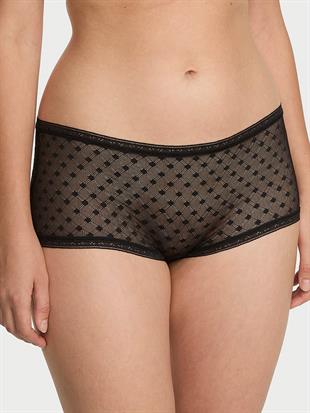 Noktalı Geometrik Dantelli Boyshort Külot