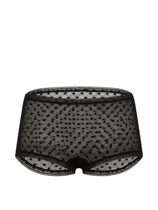 Noktalı Geometrik Dantelli Boyshort Külot