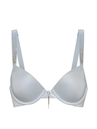 Ombré Çizgili Işıltılı Askılı Push-Up Sütyen