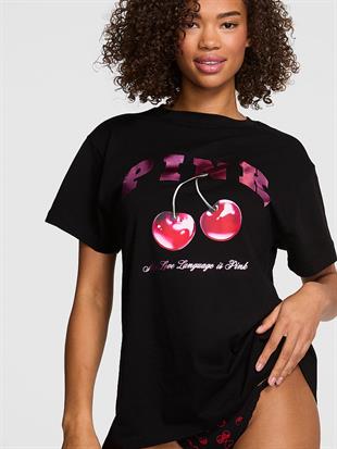 Oversize Kısa Kollu Kampüs Tişört