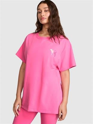 Oversize Kısa Kollu Kampüs Tişört