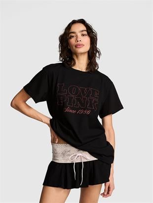 Oversize Kısa Kollu Kampüs Tişört
