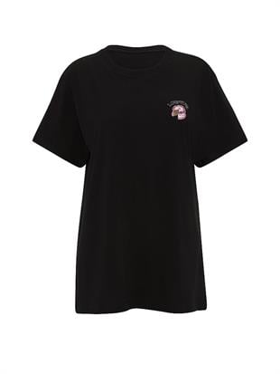Oversize Kısa Kollu Kampüs Tişört