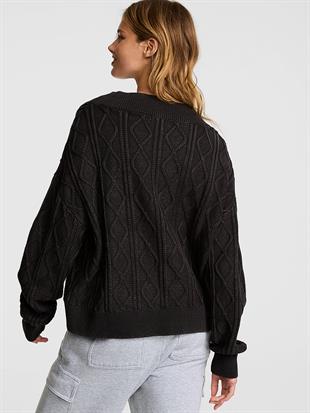 Oversize V Yaka Örgü Kazak