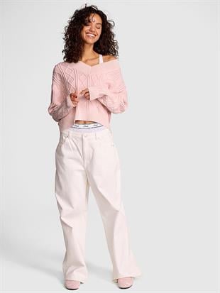 Oversize V Yaka Örgü Kazak