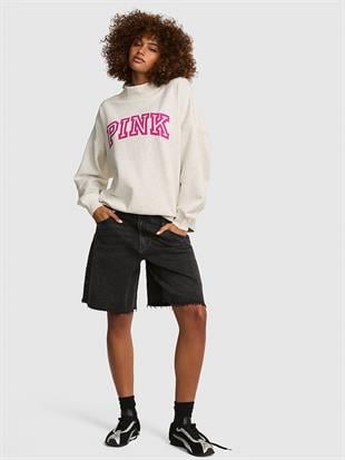 Oversize Yüksek Yaka Kesimli Sweatshirt