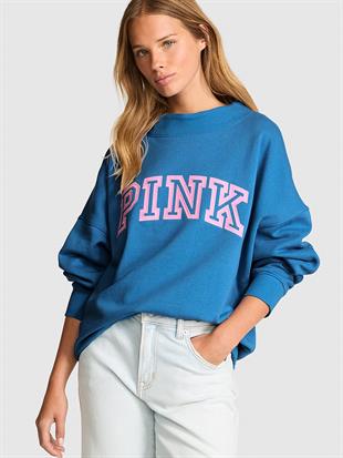 Oversize Yüksek Yaka Kesimli Sweatshirt