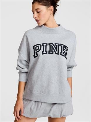 Oversize Yüksek Yaka Kesimli Sweatshirt