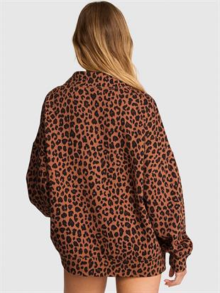 Oversize Yüksek Yaka Kesimli Sweatshirt