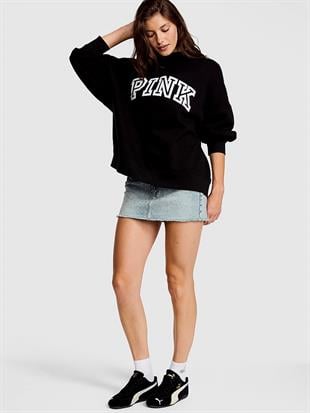 Oversize Yüksek Yaka Kesimli Sweatshirt