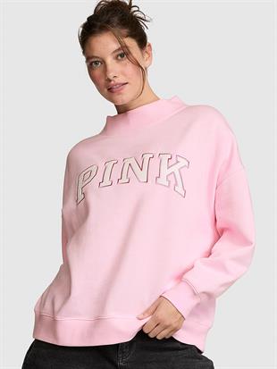 Oversize Yüksek Yaka Kesimli Sweatshirt