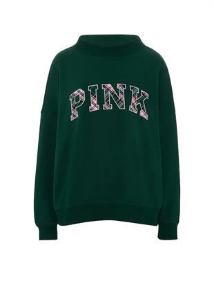 Oversize Yüksek Yaka Kesimli Sweatshirt