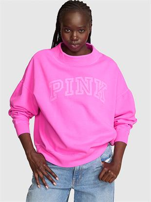 Oversize Yüksek Yaka Kesimli Sweatshirt