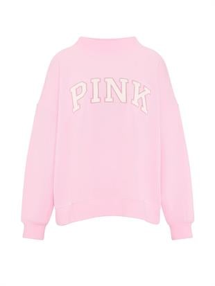 Oversize Yüksek Yaka Kesimli Sweatshirt