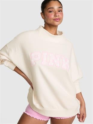 Oversize Yüksek Yaka Kesimli Sweatshirt
