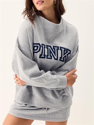 Oversize Yüksek Yaka Kesimli Sweatshirt