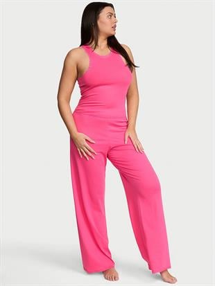 Pamuklu Çizgili Atlet ve Pijama Altı Takımı