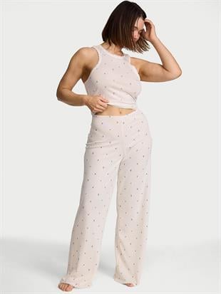 Pamuklu Çizgili Atlet ve Pijama Altı Takımı