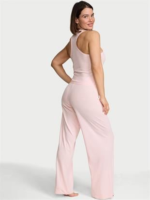 Pamuklu Çizgili Atlet ve Pijama Altı Takımı