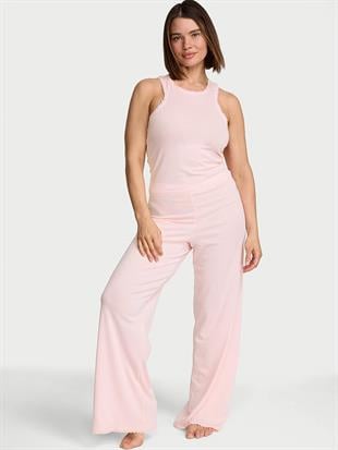 Pamuklu Çizgili Atlet ve Pijama Altı Takımı