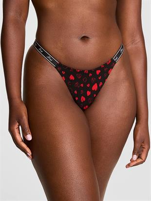 Pamuklu Derin Bacak Kesim Logolu Mikro Tanga