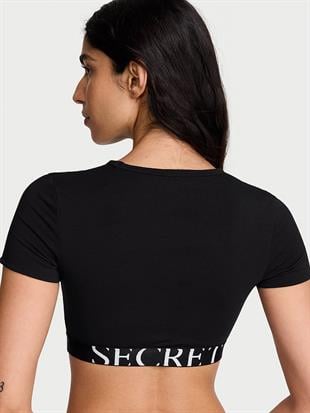 Pamuklu Kısa Kollu Bralet Crop Üst