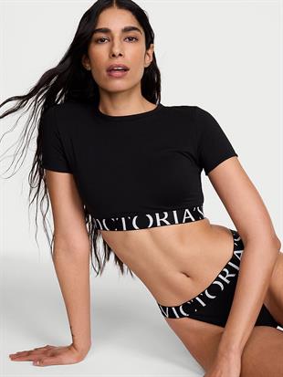 Pamuklu Kısa Kollu Bralet Crop Üst