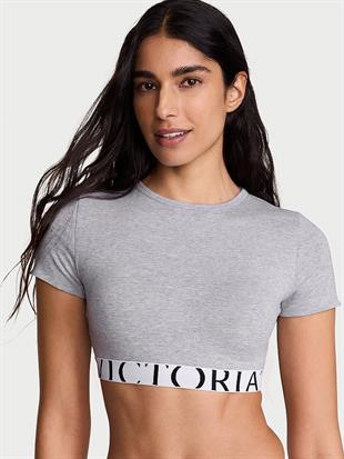 Pamuklu Kısa Kollu Bralet Crop Üst