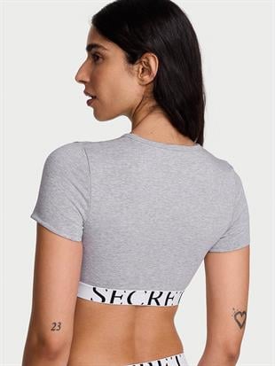 Pamuklu Kısa Kollu Bralet Crop Üst