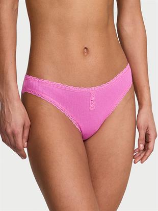 Pamuklu Pointelle Dantel Kenarlı Bikini Külot