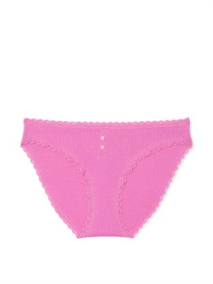 Pamuklu Pointelle Dantel Kenarlı Bikini Külot