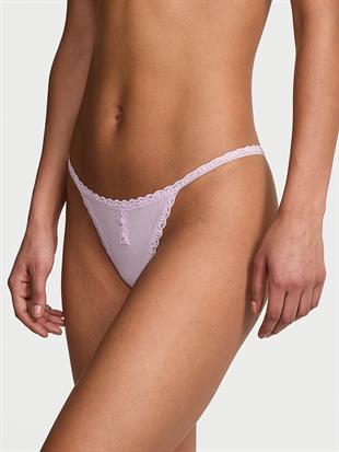 Pamuklu Pointelle Dantelli V-String Külot