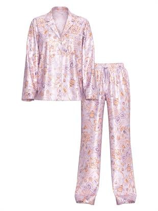 Parlak Saten Uzun Pijama Takımı